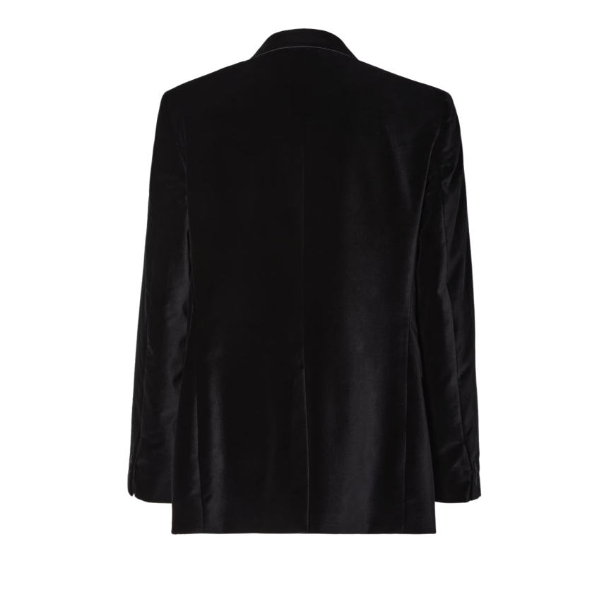 Blazer smoking FENDI simple boutonnage coton velours noir col soie satin