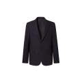 Veste droite simple boutonnage laine coton bleu nuit jacquard rayure surpiquée ton sur ton