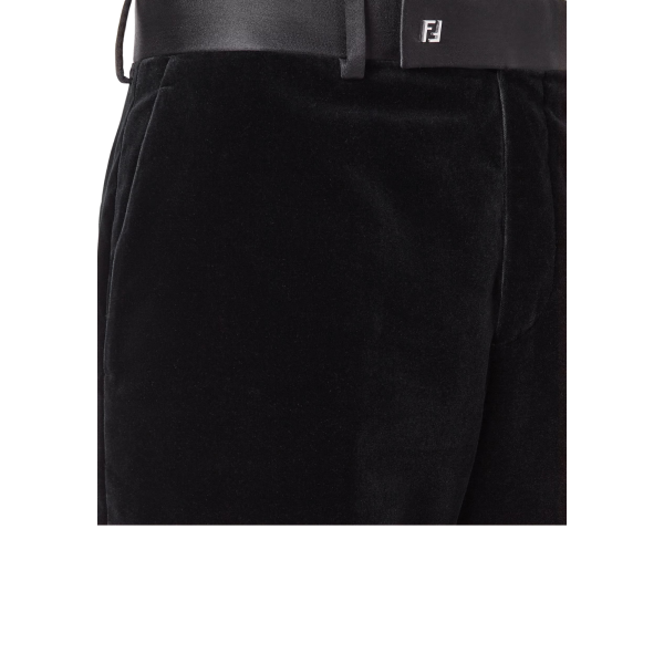 Pantalon cigarette FENDI Smoking velours noir