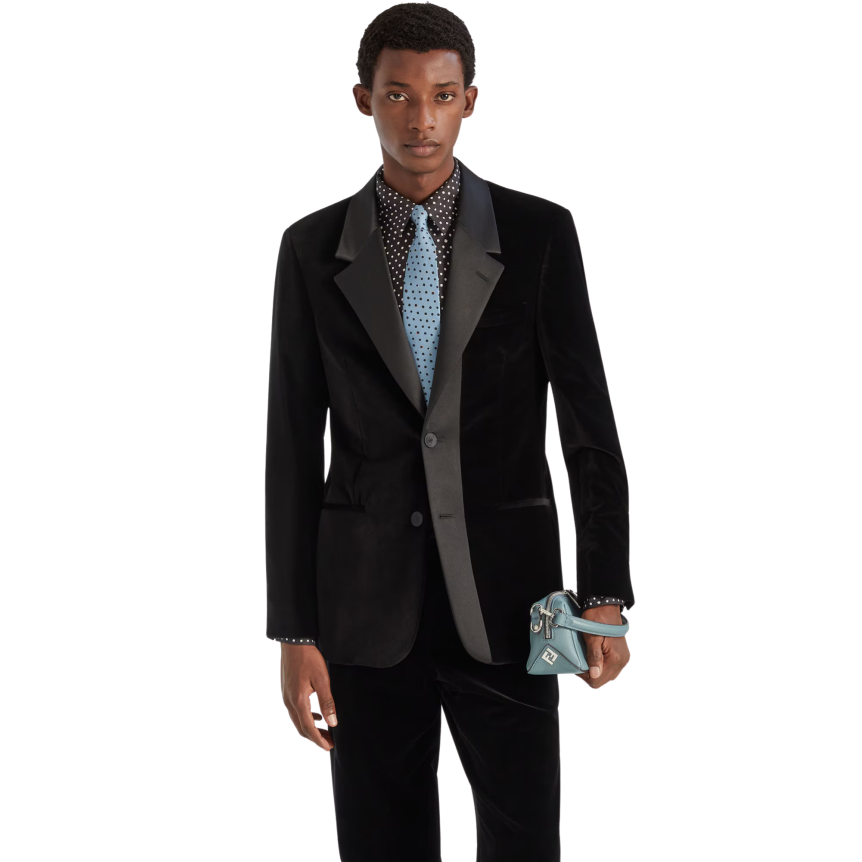 Pantalon cigarette FENDI Smoking velours noir