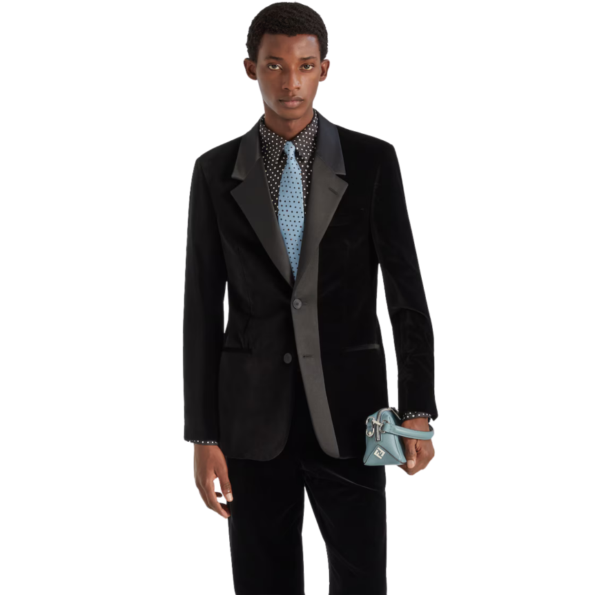 Chemise FENDI manche longue soie noir pois