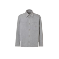 Veste simple boutonnage sur chemise denim coton jean délavé gris clair broderie FF poche poitrine