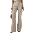 Pantalon évasé laine carreaux Prince de Galles beige sable