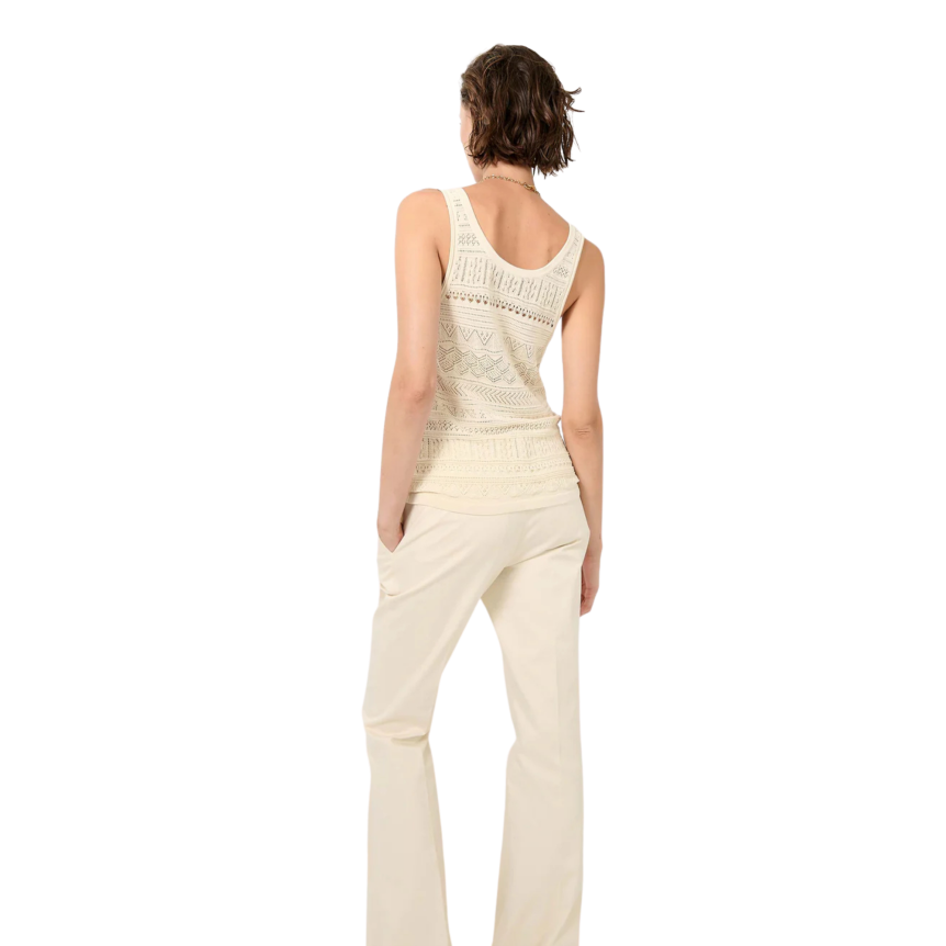 Top Débardeur BARBARA BUI maille ajourée coton modal écru sable