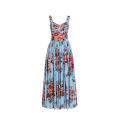 robe longue à bretelles coton bleu imprimé bouquet de fleurs