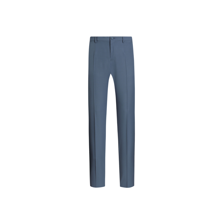 pantalon classique DOLCE & GABBANA popeline de laine vierge bleu pétrole