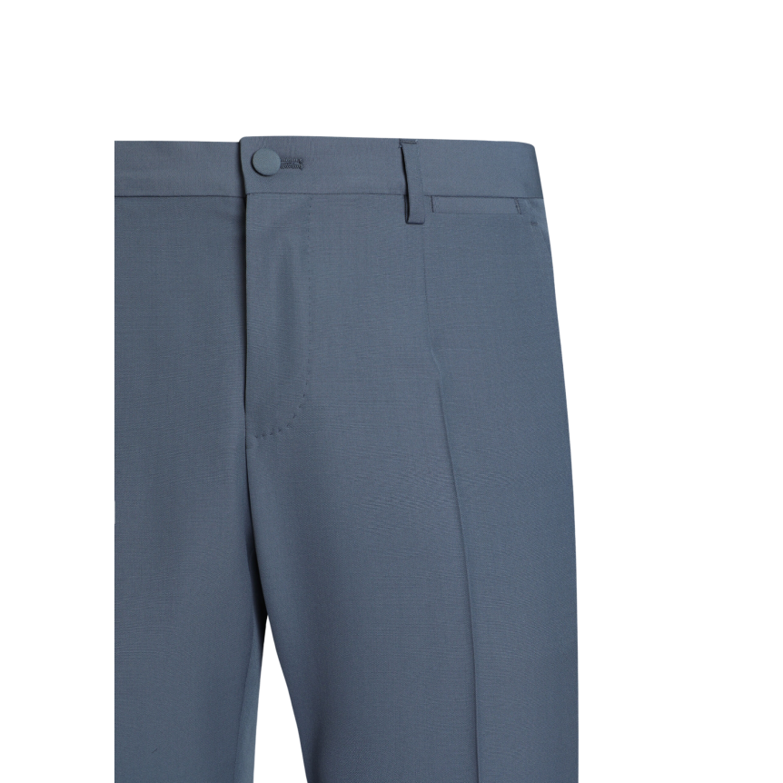 pantalon classique DOLCE & GABBANA popeline de laine vierge bleu pétrole
