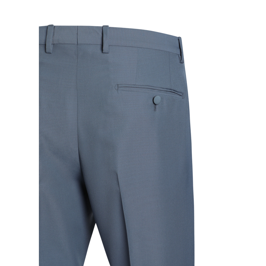 pantalon classique DOLCE & GABBANA popeline de laine vierge bleu pétrole