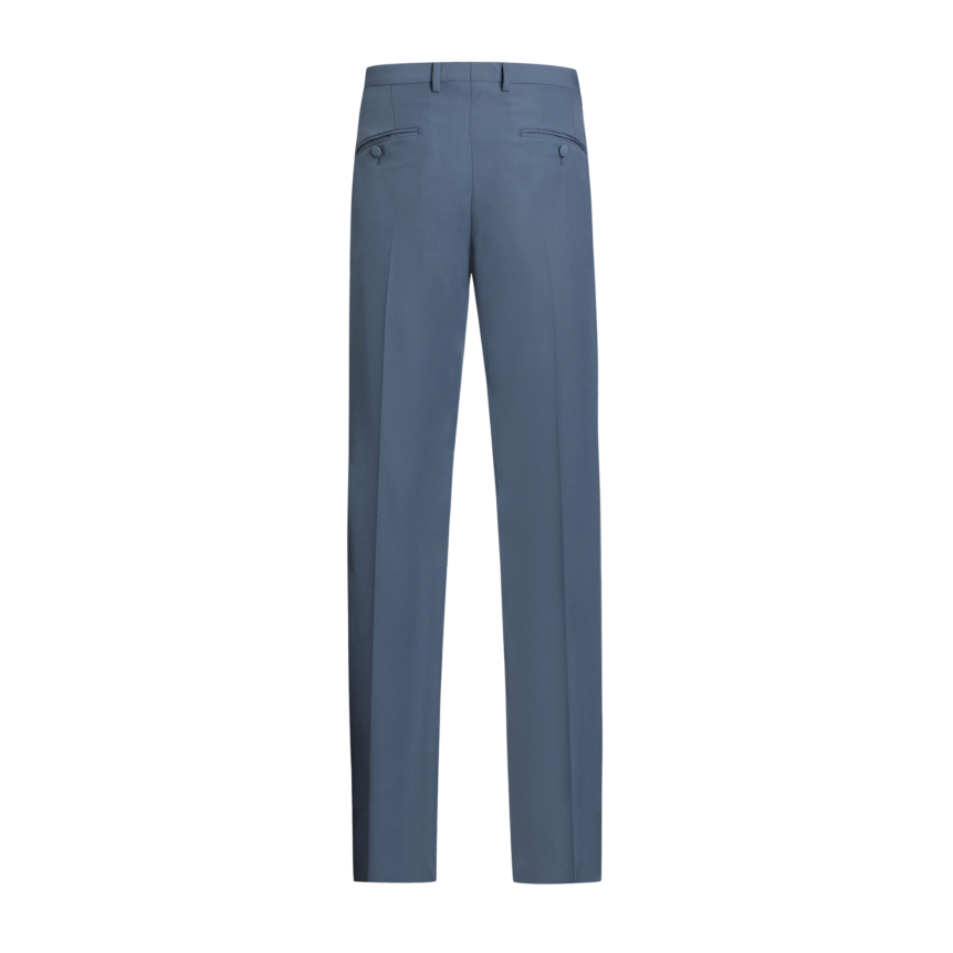 pantalon classique DOLCE & GABBANA popeline de laine vierge bleu pétrole