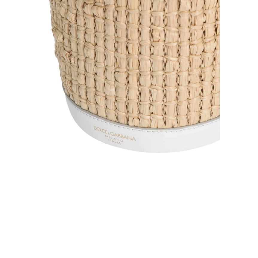 SEAU BLAN+RAFIA+ANSE FOULARD FLEURI