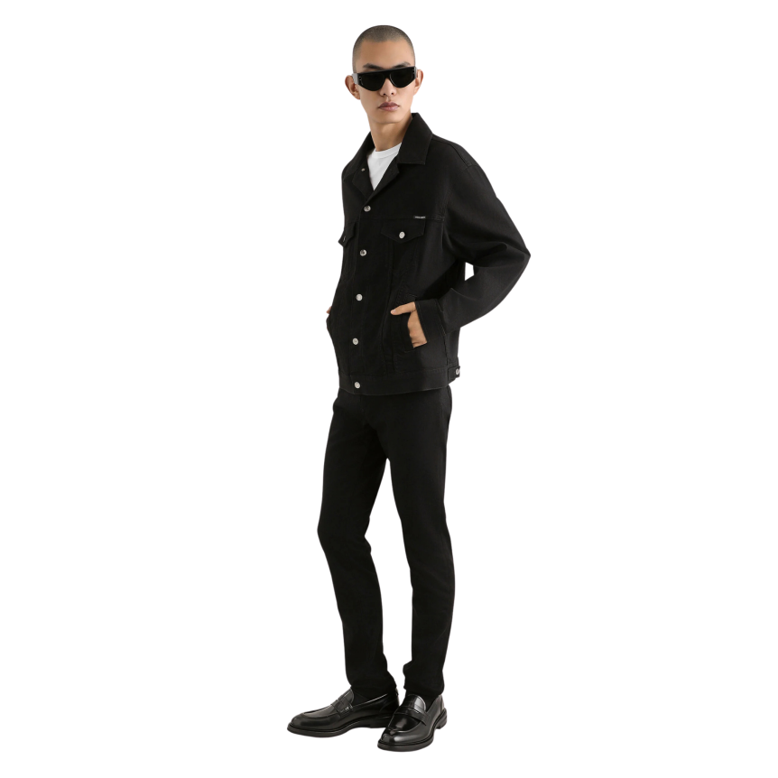 T-shirt col rond DOLCE  & GABBANA manche courte coton blanc plaque métal poitrine