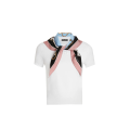 T-shirt col rond coton jersey blanc col foulard imprimé à nouer
