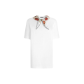 T-shirt col rond coton jersey blanc col foulard imprimé à nouer