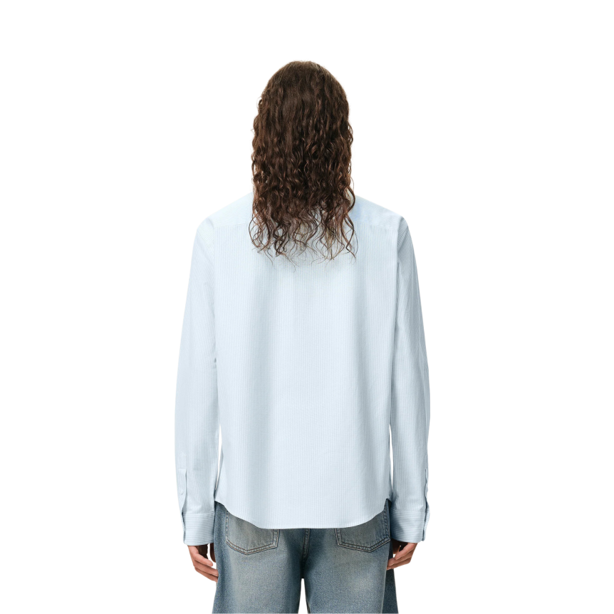 Chemise Oxford AMI Paris manche longue coton blanc bleu rayures