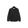 Chemise à col boutonné coton denim noir délavé broderie cœur noir