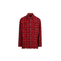Surchemise manche longue coton laine tweed rouge carreaux