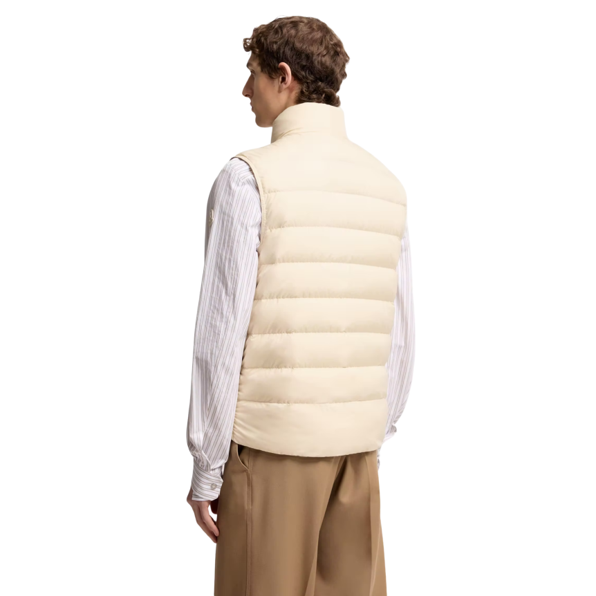 Gilet sans manche MONCLER Lechtal doudoune nylon écru logo cuir