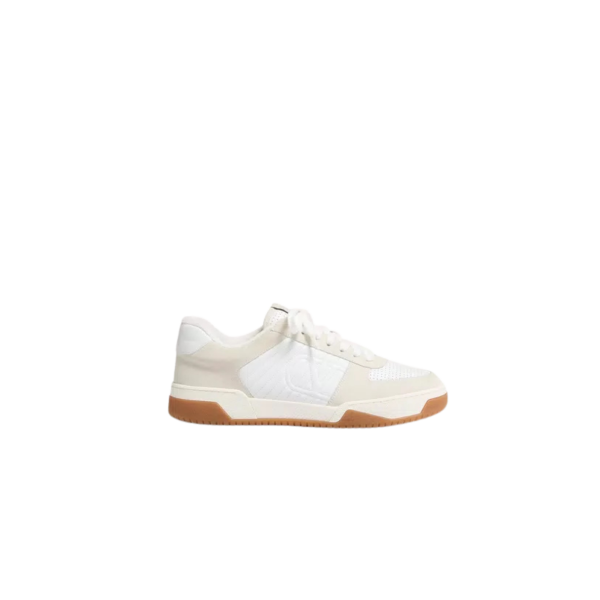 basket basse VALENTINO Sparry cuir blanc daim gris clair V logo