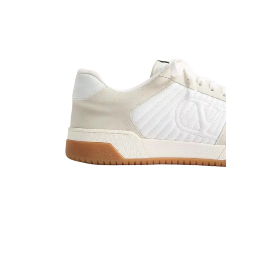 basket basse VALENTINO Sparry cuir blanc daim gris clair V logo