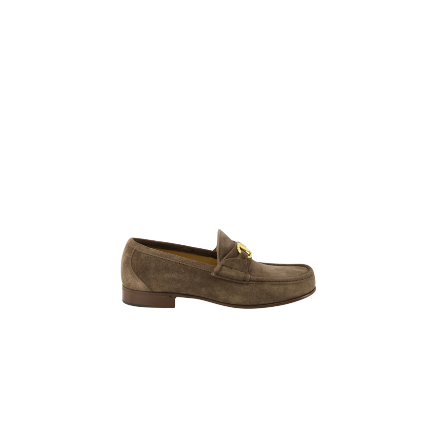 Mocassin VALENTINO daim beige V logo doré