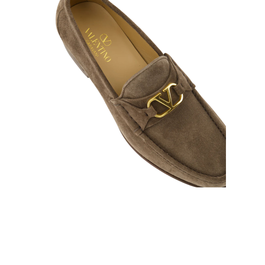 Mocassin VALENTINO daim beige V logo doré