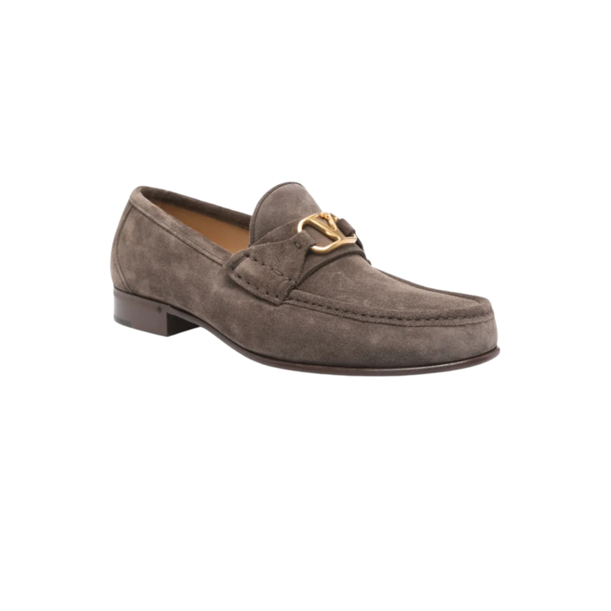 Mocassin VALENTINO daim beige V logo doré