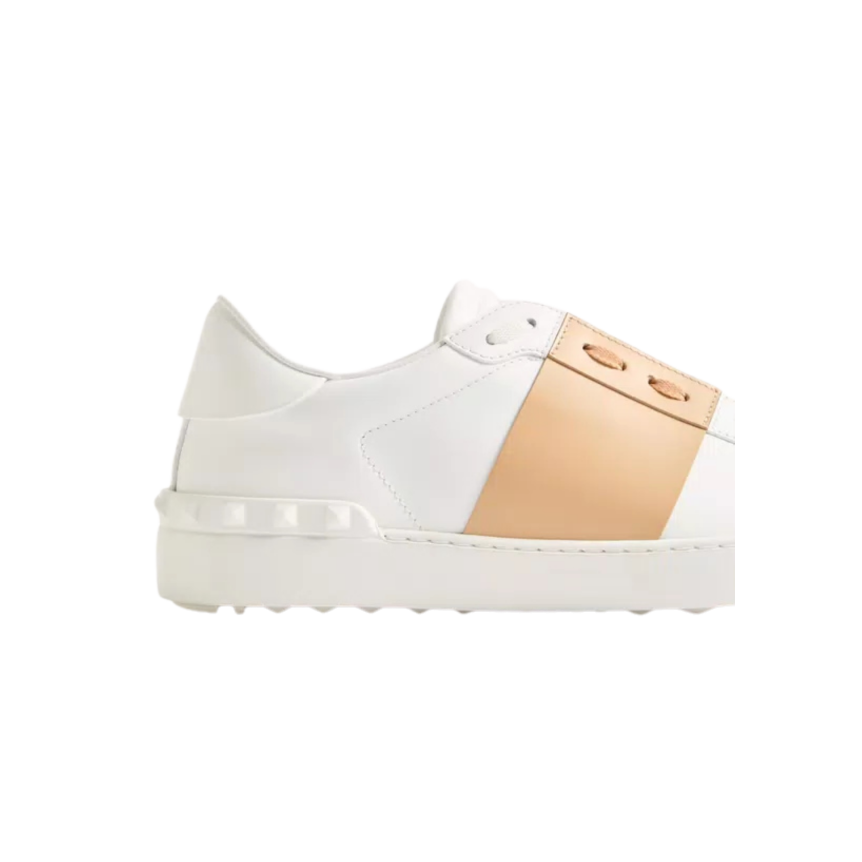 Basket sneaker basse VALENTINO Open cuir veau blanc bande beige