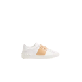 Basket sneaker basse Open cuir veau blanc bande beige