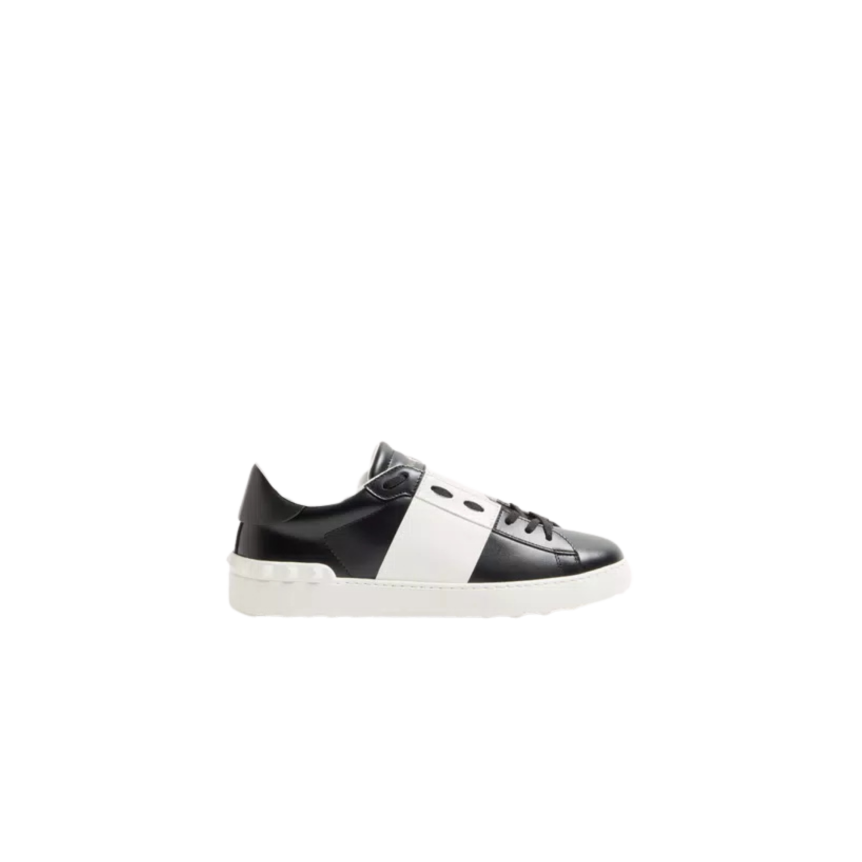 Basket sneaker basse VALENTINO Open cuir veau noir bande blanche