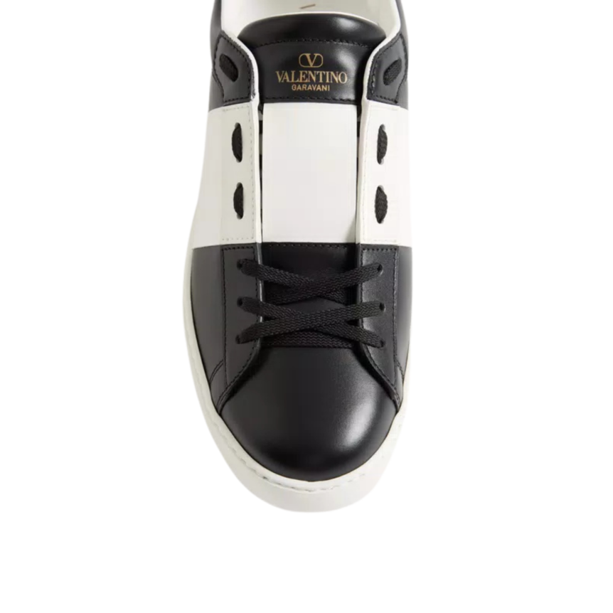 Basket sneaker basse VALENTINO Open cuir veau noir bande blanche