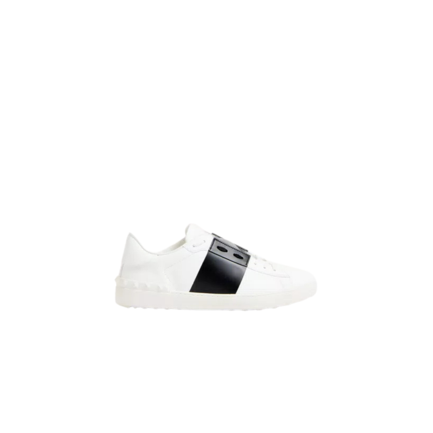 Basket sneaker basse VALENTINO Open cuir veau blanc bande noir