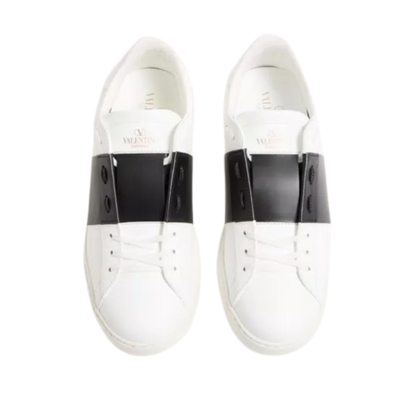 Basket sneaker basse VALENTINO Open cuir veau blanc bande noir