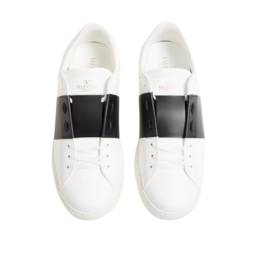 Basket sneaker basse VALENTINO Open cuir veau blanc bande noir