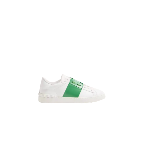 Baskets Sneakers VALENTINO GARAVANI Open cuir veau blanc bande verte