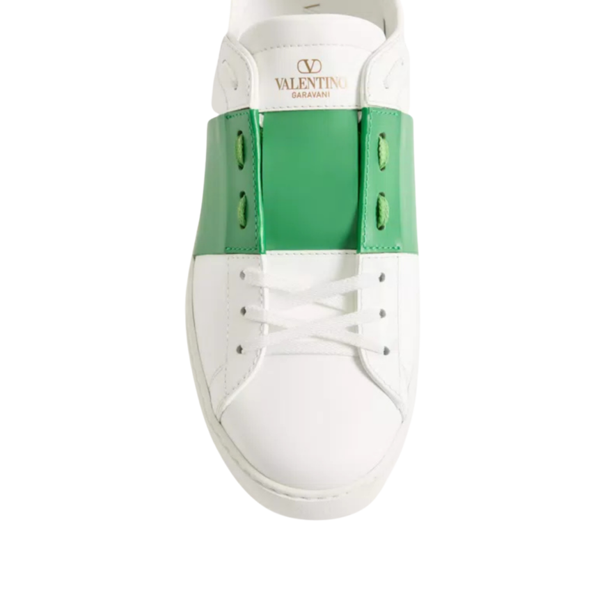 Baskets Sneakers VALENTINO GARAVANI Open cuir veau blanc bande verte