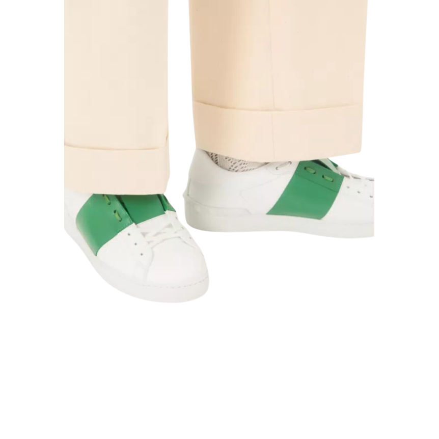 Baskets Sneakers VALENTINO GARAVANI Open cuir veau blanc bande verte