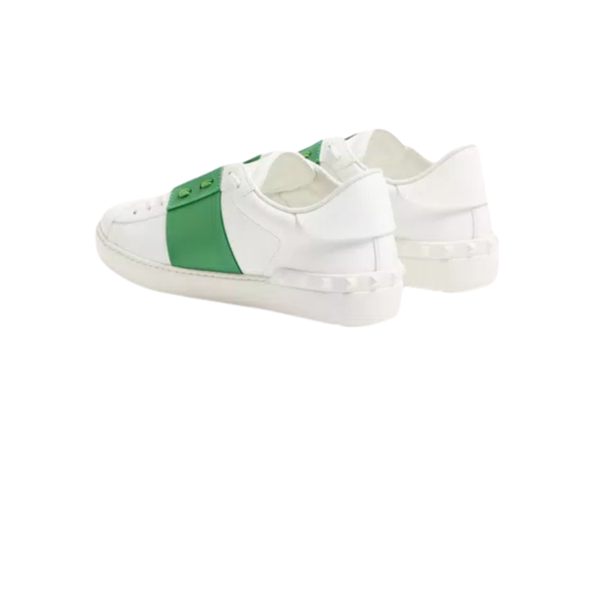 Baskets Sneakers VALENTINO GARAVANI Open cuir veau blanc bande verte