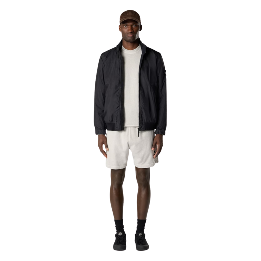 Short jogging STONE ISLAND molleton coton flammé gris perle