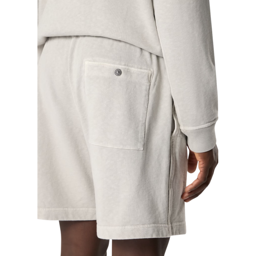 Short jogging STONE ISLAND molleton coton flammé gris perle