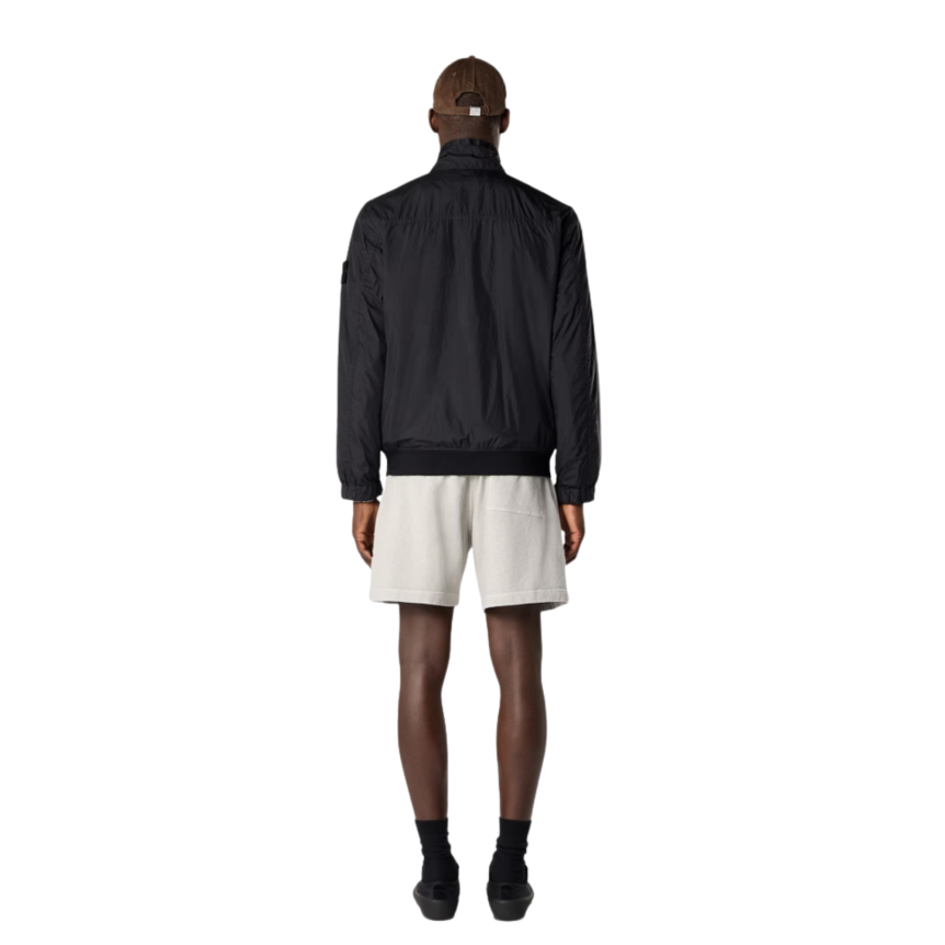 Short jogging STONE ISLAND molleton coton flammé gris perle