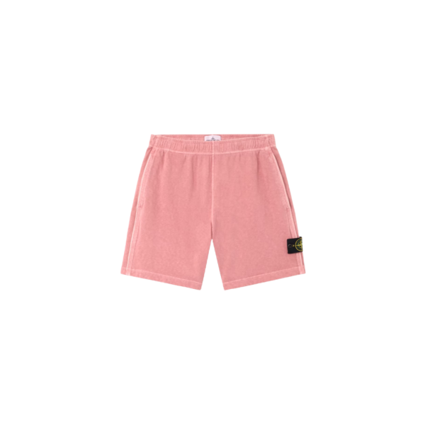 Short STONE ISLAND jogging molleton coton flammé rose