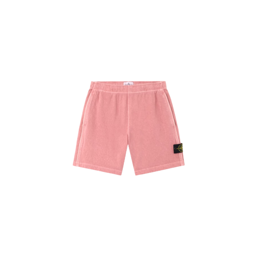 Short STONE ISLAND jogging molleton coton flammé rose