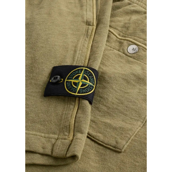 Short jogging STONE ISLAND molleton coton flammé kaki