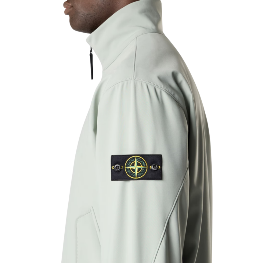 Blouson zippé col montant STONE ISLAND Softshell nylon vert sauge clair
