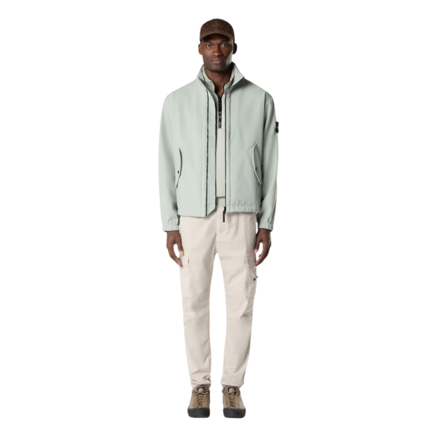 Blouson zippé col montant STONE ISLAND Softshell nylon vert sauge clair