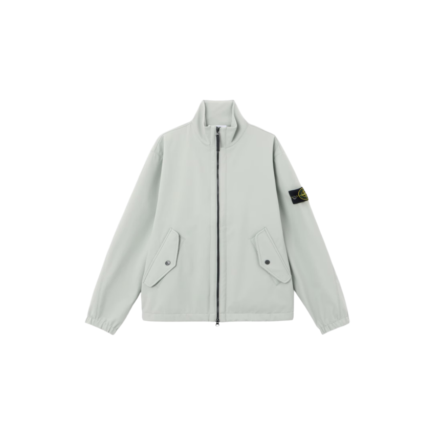Blouson zippé col montant STONE ISLAND Softshell nylon vert sauge clair