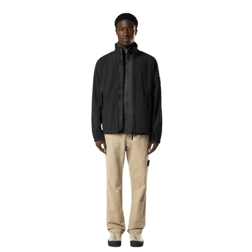 Blouson zippé STONE ISLAND col montant Softshell nylon noir