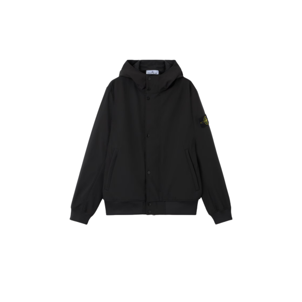 Blouson  bouton pression à capuche STONE ISLAND Softshell nylon noir