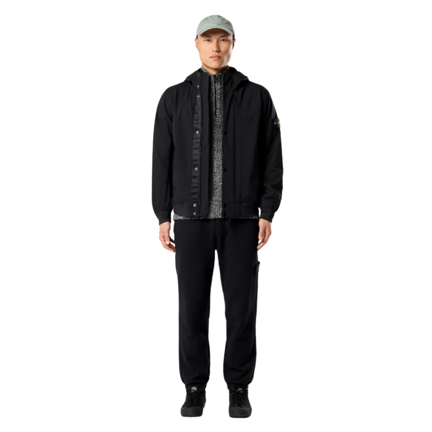 Blouson  bouton pression à capuche STONE ISLAND Softshell nylon noir