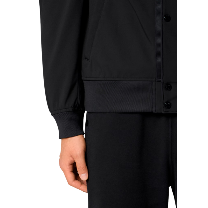 Blouson  bouton pression à capuche STONE ISLAND Softshell nylon noir